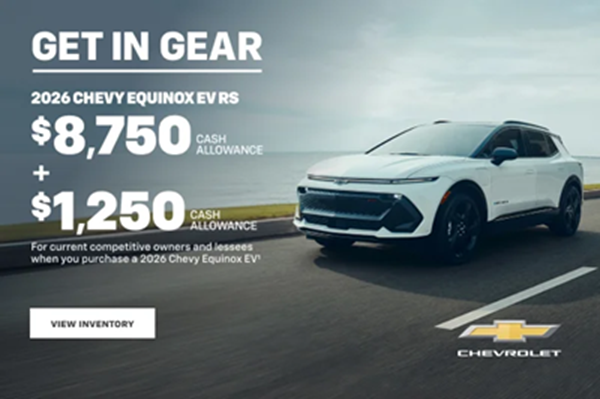 2026 Chevy Equinox EV RS. $10,000 Total Cash Allowance. That